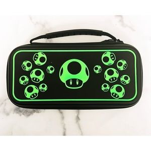 Travel Case for Nintendo Switch - PDP Plus Glow Mushroom, Green Black, NEW